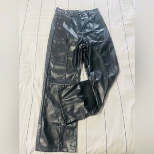 Black Faux Leather Straight Leg Pants